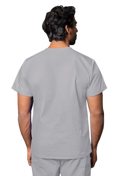 Unisex V Neck Tunic 1 Pocket Silver Gray 2X