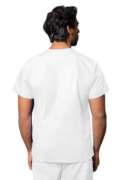 Unisex V Neck Tunic 1 Pocket White 2X