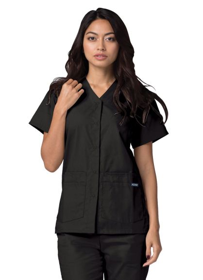 Double Pocket Snap Front Top Black 2X
