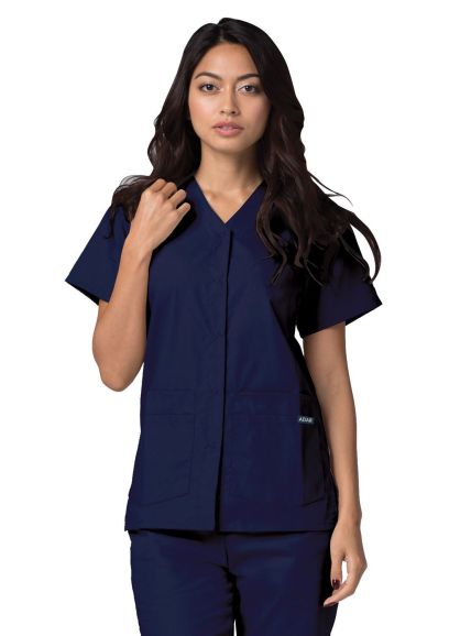 Double Pocket Snap Front Top Navy 2X