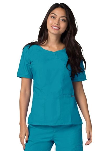 Sweetheart V-neck Top Teal Blue 2X