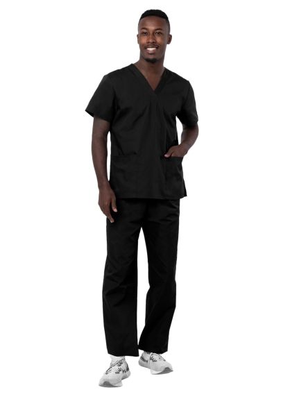Unisex Drawstring Scrub Set Black 2X