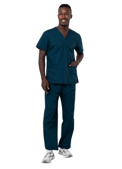 Unisex Drawstring Scrub Set Caribbean Blue 2X