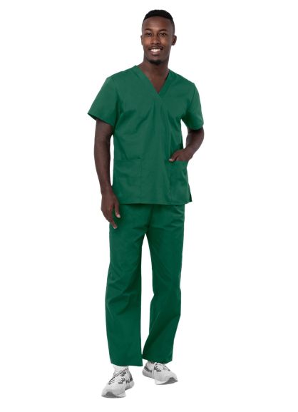 Unisex Drawstring Scrub Set Hunter Green 2X