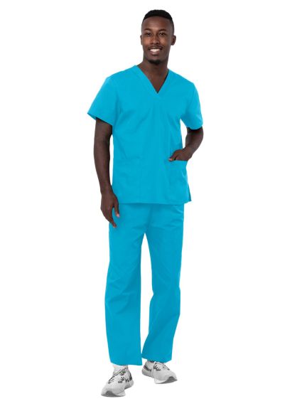 Unisex Drawstring Scrub Set Turquoise 2X