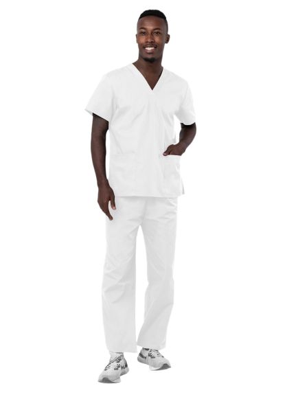 Unisex Drawstring Scrub Set White 2X
