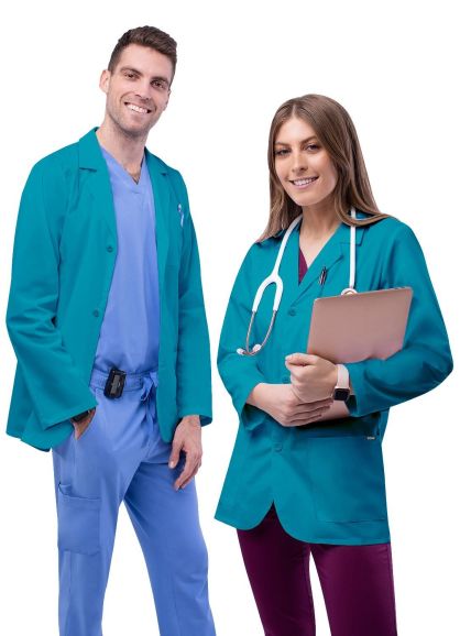 Unisex 31" Classic Consultation Coat Teal Blue 2X