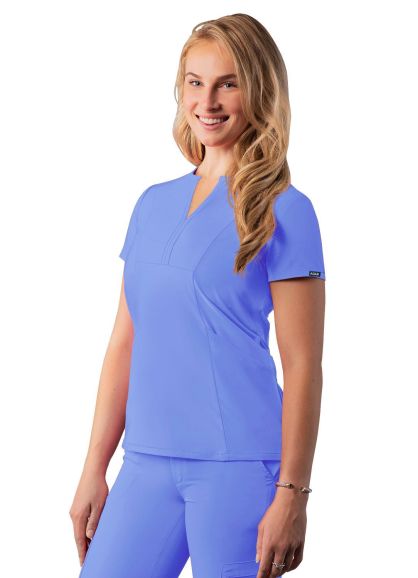 Notched V-neck Top Ceil Blue 2X