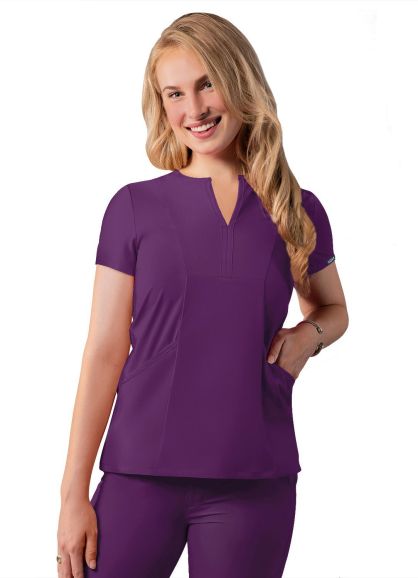 Notched V-neck Top Eggplant 2X