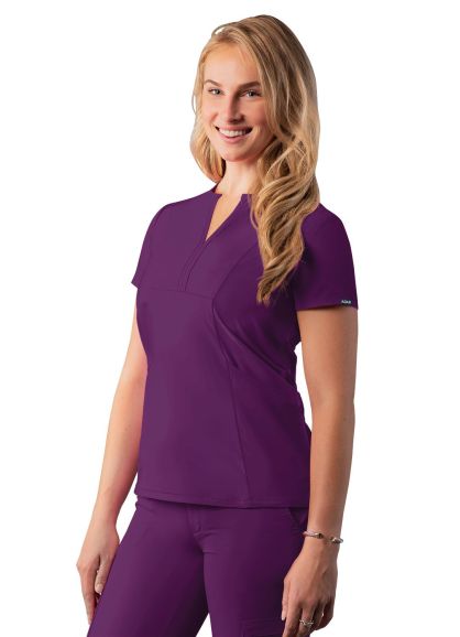 Notched V-neck Top Eggplant 2X