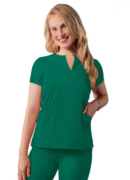Notched V-neck Top Hunter Green 2X
