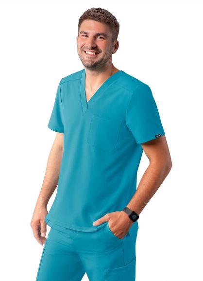 Men's Classic V-Neck Top Teal Blue 2X