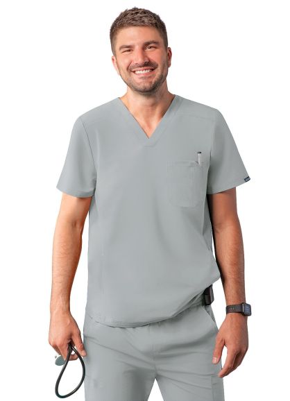 Men's Modern V-Neck Top Silver Gray XXS