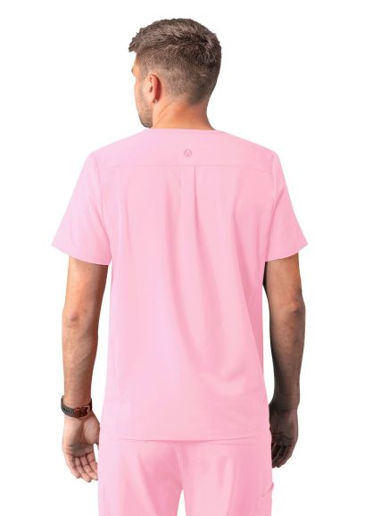 Men's Modern Multi-pocket V-Neck Scrub Top Soft Pink 2X
