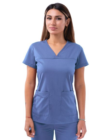 Women’s Sweetheart V-neck Scrub Top Ceil Blue 2X