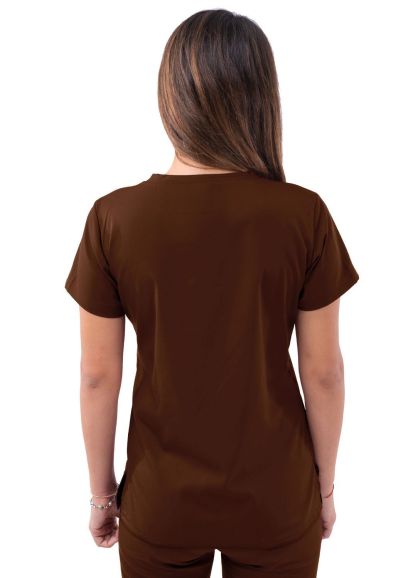 Women's Sweetheart V-neck Scrub Top Coffee 2X