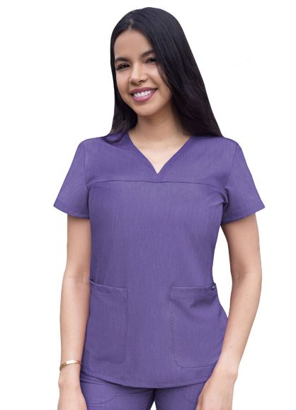Women's Sweetheart V-neck Scrub Top Heather Grape XS