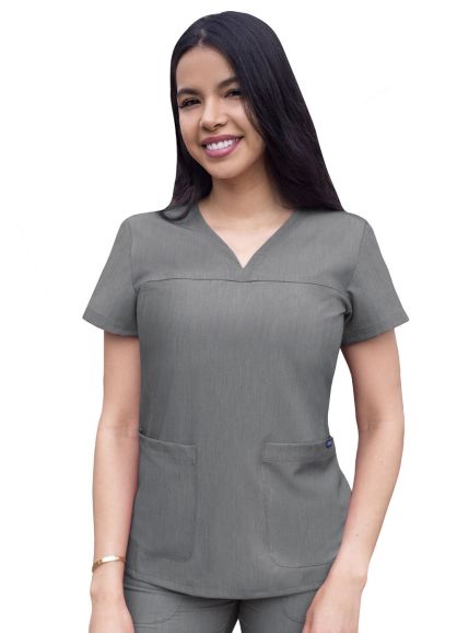 Women's Sweetheart V-neck Scrub Top Heather Grey 2X