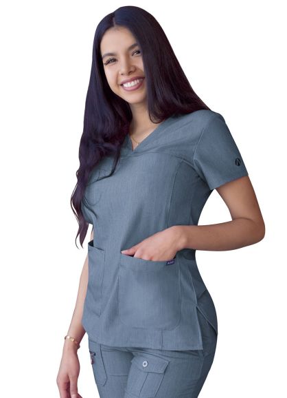 Women's Sweetheart V-neck Scrub Top Heather Navy S