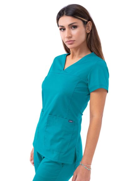 Women’s Sweetheart V-neck Scrub Top Teal Blue 2X