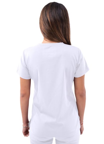 Women’s Sweetheart V-neck Scrub Top White 2X