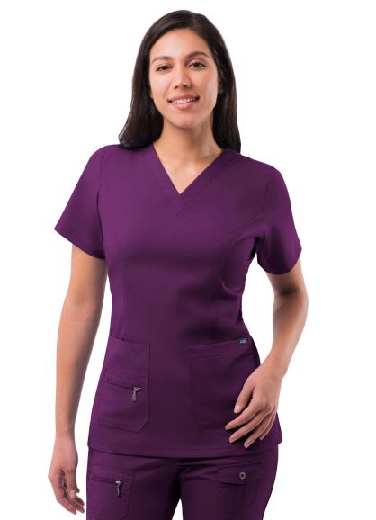 Womens Elevated V-neck Scrub Top Eggplant 2X