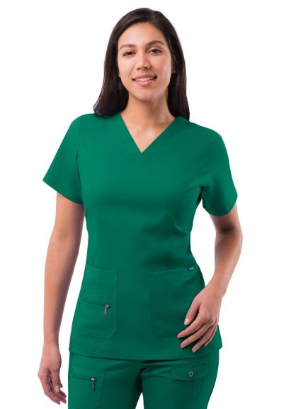 Womens Elevated V-neck Scrub Top Hunter Green XXS