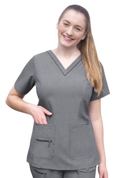 Women's Elevated V-neck Scrub Top Heather Grey 2X
