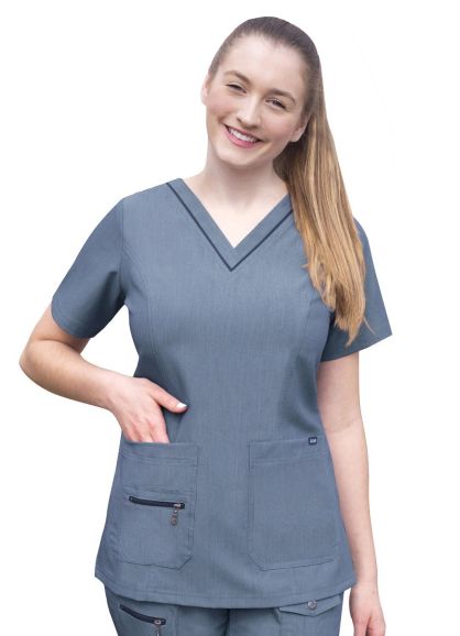 Women's Elevated V-neck Scrub Top Heather Navy XXS