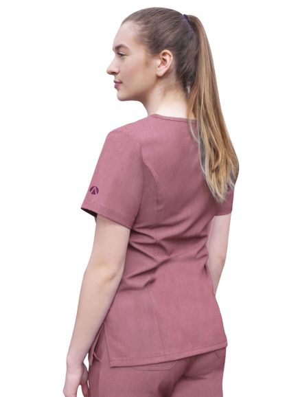 Women's Elevated V-neck Scrub Top Heather Wine 3X