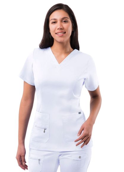Womens Elevated V-neck Scrub Top White 2X