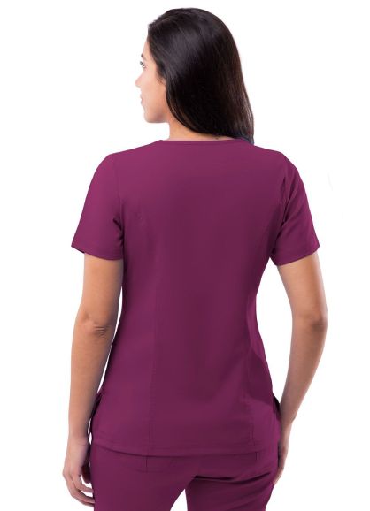 Womens Elevated V-neck Scrub Top Wine 2X