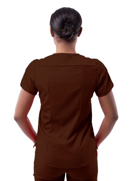 Women's Modern V-Neck Scrub Top Coffee 2X