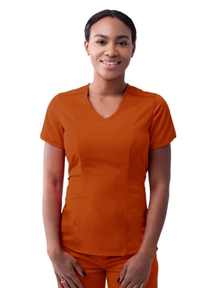Women's Modern V-Neck Scrub Top Cinnamon 2X
