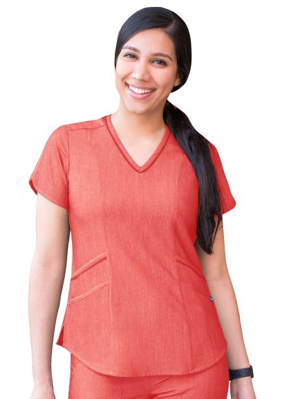 Women's Modern V-Neck Scrub Top Heather Apple 2X