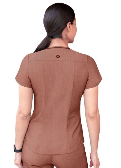 Women's Modern V-Neck Scrub Top Heather Coffee 2X