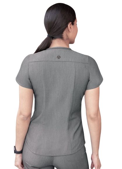 Women's Modern V-Neck Scrub Top Heather Grey 2X