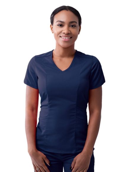 Women's Modern V-Neck Scrub Top Navy 2X
