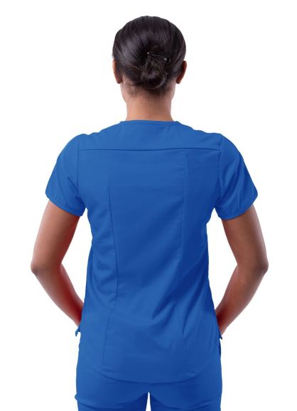 Women's Modern V-Neck Scrub Top Royal Blue 2X