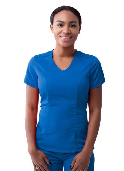 Women's Modern V-Neck Scrub Top Royal Blue 2X
