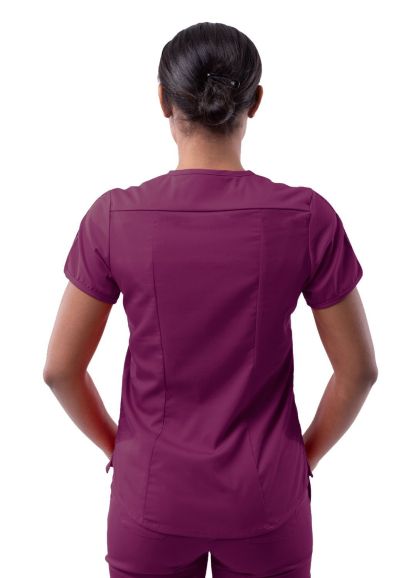 Women's Modern V-Neck Scrub Top Wine 2X