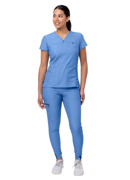 Women's Movement Booster Jogger Scrub Set Heather French Blue 2X