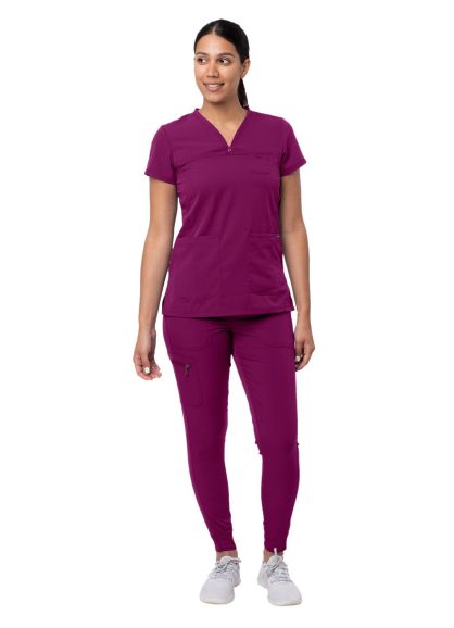 Women's Movement Booster Jogger Scrub Set Wine 2X