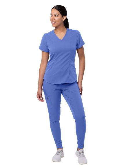 Women's Modern Athletic Jogger Scrub Set Ceil Blue 2X