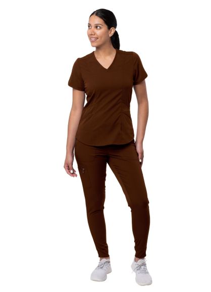 Women's Modern Athletic Jogger Scrub Set Coffee 2X