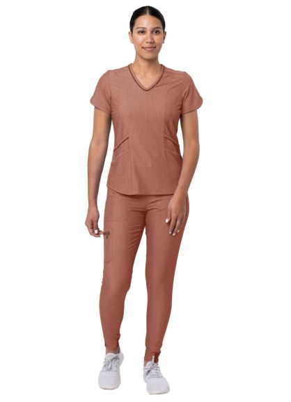 Women's Modern Athletic Jogger Scrub Set Heather Coffee 2X