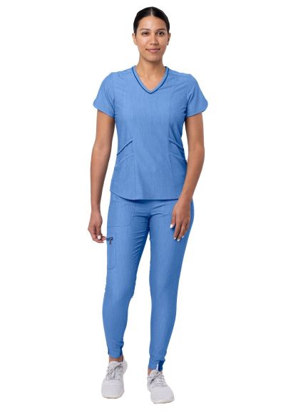 Women's Modern Athletic Jogger Scrub Set Heather French Blue 2X