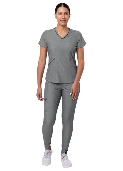 Women's Modern Athletic Jogger Scrub Set Heather Grey 2X