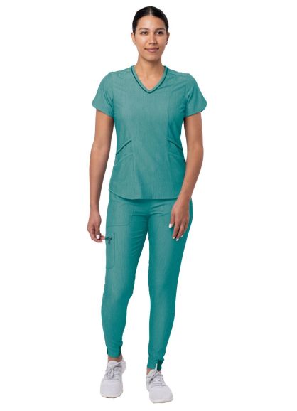 Women's Modern Athletic Jogger Scrub Set Heather Hunter 2X