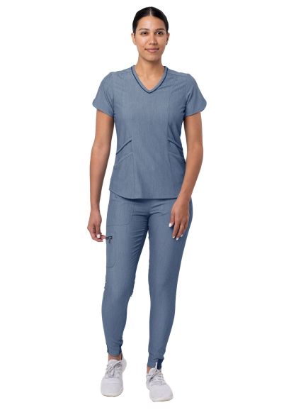 Women's Modern Athletic Jogger Scrub Set Heather Navy 2X